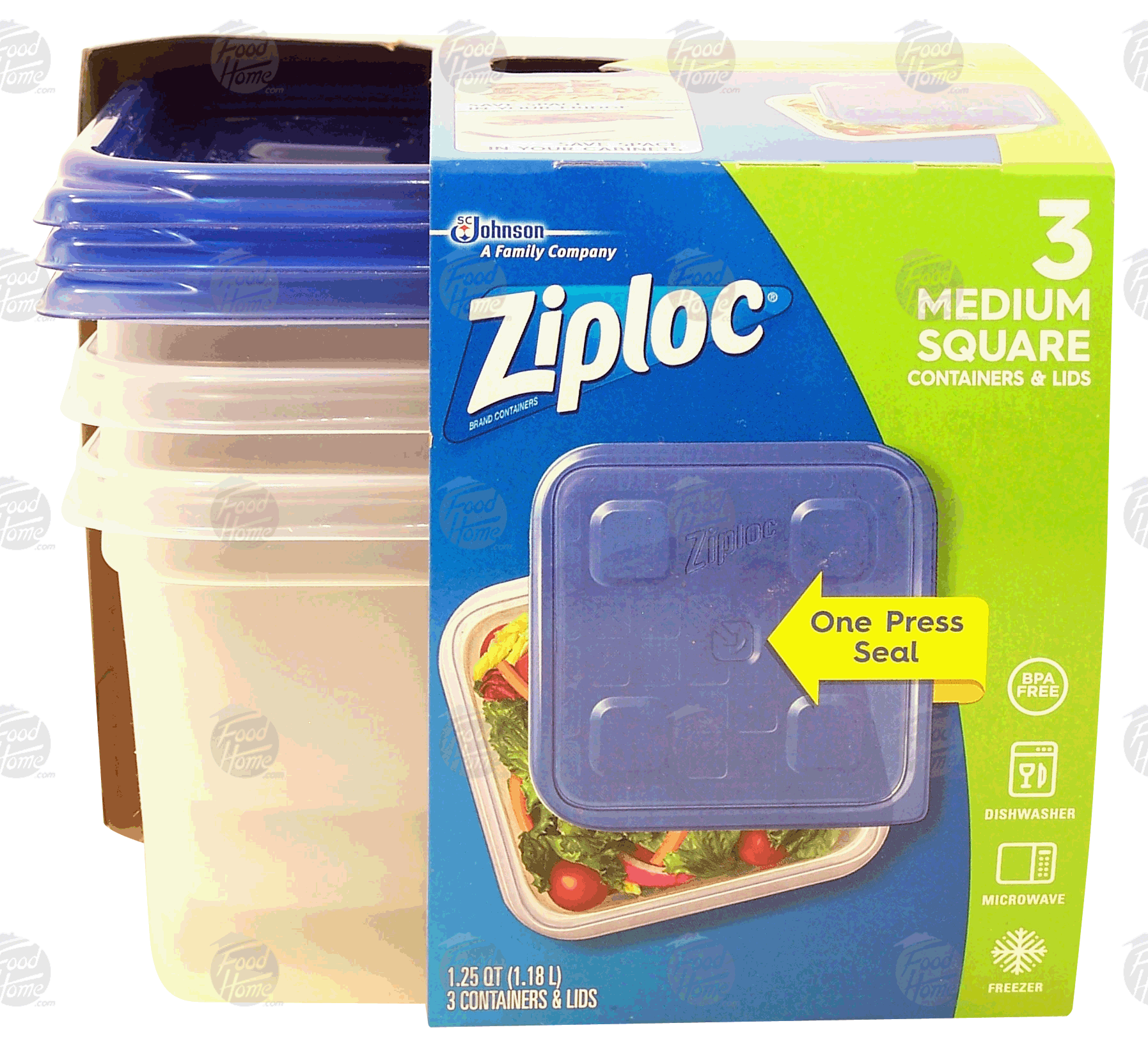 Ziploc  medium square containers & lids, 1.25-quart Full-Size Picture